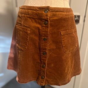 Melville New Woman’s Juniors Brown Corduroy Button Up Skirt Size Large